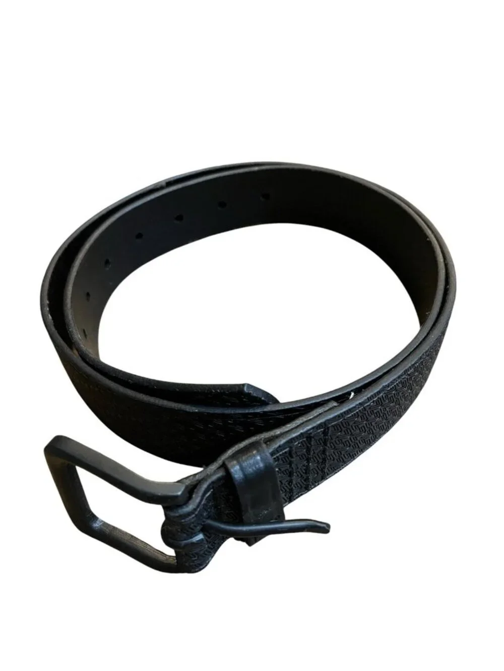 Nixon Mens Medium Black Full Grain Leather Belt 1.5 in Wide N Logo Print Buckle
